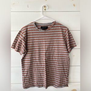 Denim & Flower orange and grey horizontal striped t-shirt